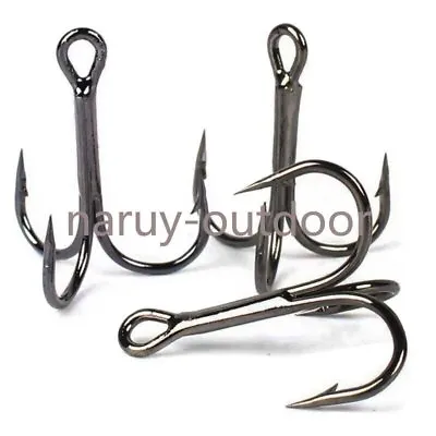 50/100PCS High Carbon Steel Sharp Treble Hooks Fishing Tackle Size 12#-5/0 • $9.36