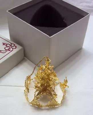 VINTAGE Danbury Mint Gold Plated Christmas Tree Ornament. 3  Tall W/TRAIN-IN BOX • $11.99