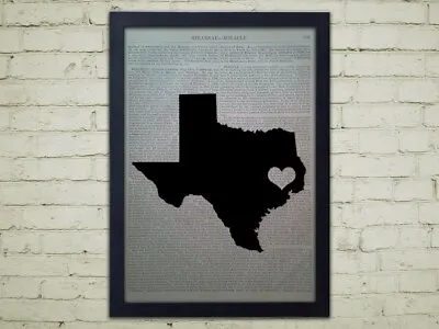 $11.99 • Buy Love Houston Texas Art Print On Vintage Dictionary Book Page - (No Frame)