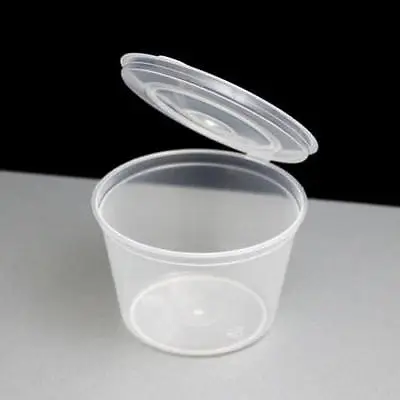 1oz 2oz4oz Clear Hinged Lid Plastic Re-usable Containers Pots Baby Food Sauce • £6.90