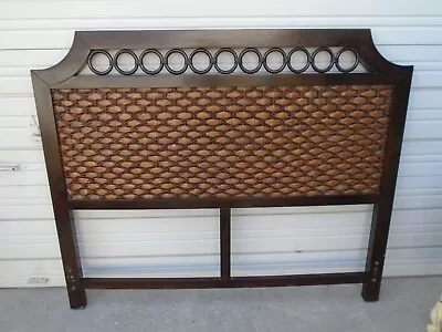 QUEEN Size Headboard Rattan Pier 1 Bamboo Circles Regency West Indies East Beach • $299