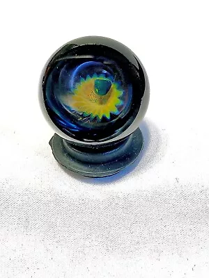 Glass Boro Space Marble W/ Opal Stone Hand Made Art With Faceted Face ￼Sculpture • $125