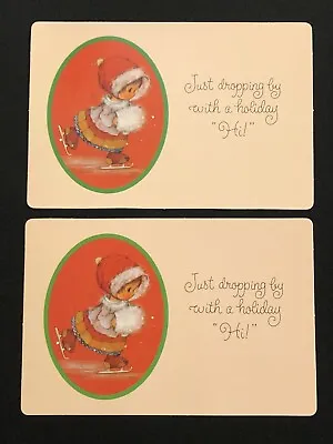 Vintage Mary Hamilton Christmas Postcards Hallmark Cute Girl Ice Skating (2) NOS • $9