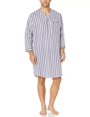 Mens Over-the-Head Cotton Front-Snap Nightshirt • $29.99