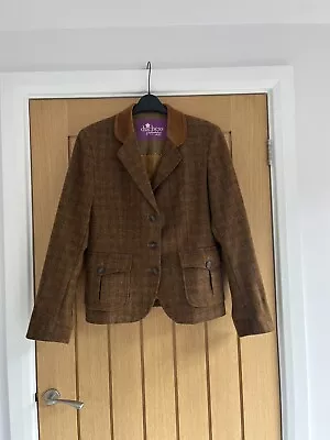 Alan Paine Duchess Of Northumberland Wool Tweed Tan Tartan Check Blazer Size 14 • £40