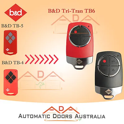 B&D TB6 Red & Black Tri Tran+ Remote 70208 B&D TB5 BD4 TB2 Garage Door Hand T • $122
