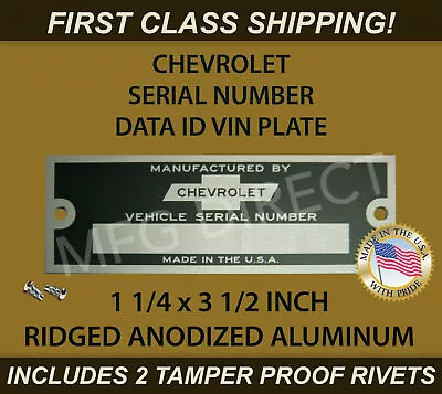 Serial Number Chevy Id Tag Chevrolet Door Data Plate Custom Identification Usa • $19.80