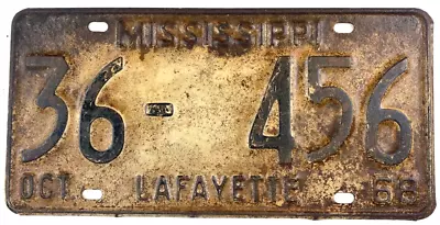 Vintage Mississippi 1968 License Plate Garage Man Cave Lafayette Co Collector • $23.95