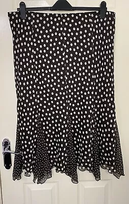 £4.50 • Buy Ladies Chocolate Pretty Polka Dot Chiffon 2 Layer Fishtail Skirt Size 18