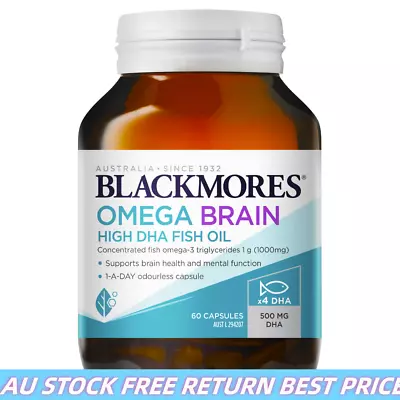 Best Price  Blackmores Omega Brain High DHA Fish Oil 60 Capsules Black Mores • $19.79