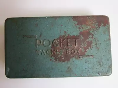 Vintage Green Pocket Tackle Box Metal 6.25” X 3.75” With Divider Compartments • $19.97