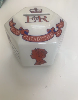 £0.99 • Buy Queen Elizabeth II Silver Jubilee 1977  Hexagonal Money Box    Adams Pottery