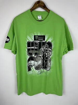 Ryan Villopoto Kawasaki Monster Energy Shirt Adult Large Green Mens Short Sleeve • $15.99