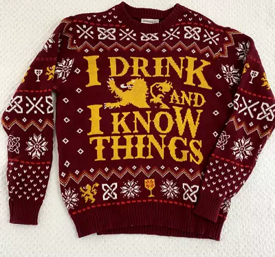 $9.99 • Buy Ugly Christmas Sweater Game Of Thrones Men's  I DRINK AND I KNOW THINGS  Size: M