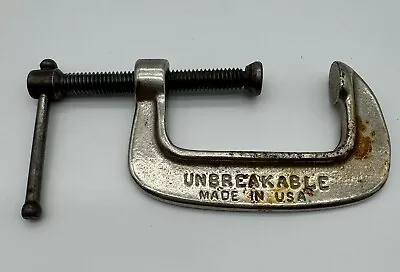 Vintage 2  Unbreakable Malleable Iron C Clamp Tool Metal Made In USA Carpentry • $5.95