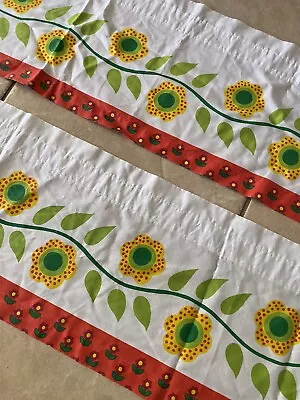 2 Vintage 60s 70s Sears Perma Prest Curtains Window Valance GROOVY FLOWERS • $45.77