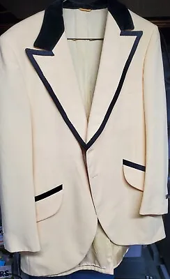 Vintage 1960s-70s Lord West Pastel Yellow Tuxedo Suit Jacket 44R • $98.39