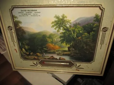 Vintage FRAMED Advertising Thermometer-DAVID HILLERSON-FISHING SCENE • $9.99