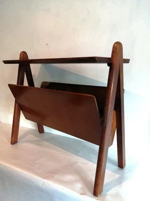 £24.95 • Buy Vintage Mid Century Dark Wood Magazine Rack Small Table Shelf 51cm X 22.5cm