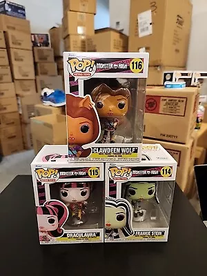 Funko POP Retro Monster High Set (3) Frankie Stein Draculaura Clawdeen Wolf Mint • $42.99