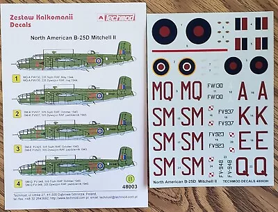 1/48 Scale Techmod Decals - North American B-25D Mitchell II - 48003 • $12.50