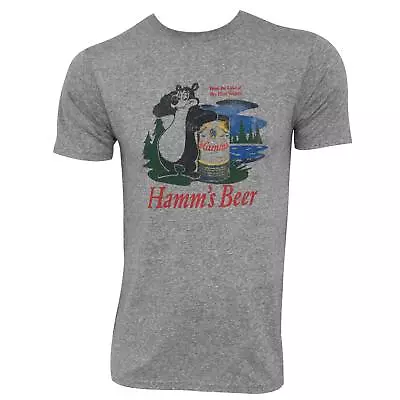 Hamm's Bear Logo Heather Retro Brand Men's TShirt Grey • $36.98