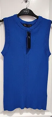 M&S Collection Blue Sleeveless Jumper UK 12 EUR 40 Gift • £26