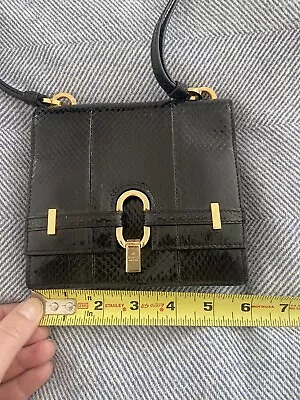 Authentic Gucci Vintage Black Genuine Snakeskin Clutch Handbag With Strap • $600