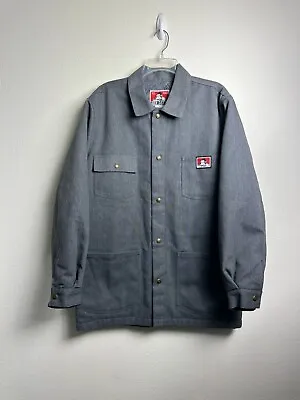 Ben Davis Men's Snap Front Chore Jacket Gray Heavyweight Size Medium Vintage • $89.88