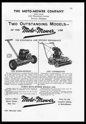 1937 Moto Mower Company Lawn Grass Mowers Detroit MI Vintage Trade Print Ad • $14.75