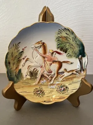 Vintage  Occupied Japan Moriyama Decorative Plate 5.25” Roman Horse Dog • $12