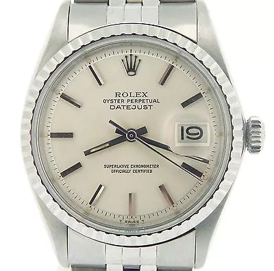 Rolex Datejust Mens 1603 Stainless Steel Watch Engine-Turned Bezel Silver Dial • $7016.72