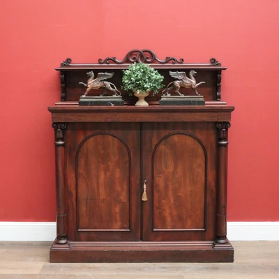 $895 • Buy Antique English Mahogany Hall Cabinet, Chiffonier Sideboard With Arched Doors.
