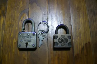 Vintage Small Master Lock No.44 & Bronze Padlocks & Key. • $12.88