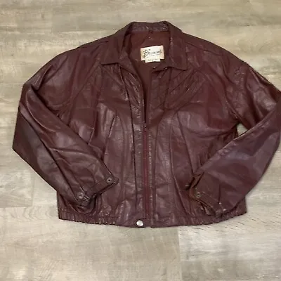 Vintage Berman's Leather Jacket Adult Burgandy 46 Mens • $39.95