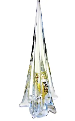 Vintage Murano Clear Glass Christmas Tree Gold Leaf Interior • $125