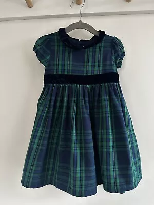 JoJo Maman Bebe Girls Blue/Green Tartan Dress 12-18 Months • £5.99