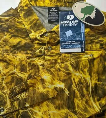 Mossy Oak XXL Fishing Guide Shirt Water Camouflage Long Sleve Button Up 50-52 • $26.47