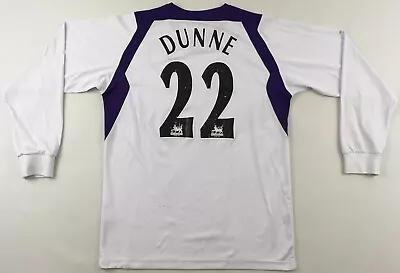 Manchester City 2004 2005 #22 Dunne Reebok Thomas Cook Long Sleeve Shirt Jersey • £59.99