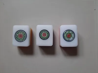 Vintage Mahjong Circles Tile Bakelite Lot Of 3 Colors ( Pink Blue And Yellow ) • $50