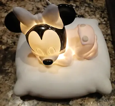 Disney Baby Minnie Mouse Nightlight Sleeping Pillow Nursery Ceramic Vintage #D45 • $41.99