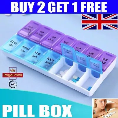 Weekly Pill Box Daily Organiser Medicine Tablet Storage Dispenser 7 Day Week UK • £3.15