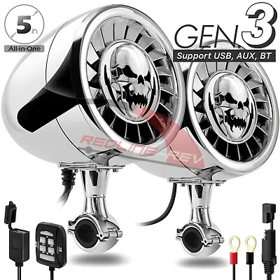 600W Amp Bluetooth Stereo 5  Speakers Audio System Harley Motorcycle Cruiser USB • $246.64