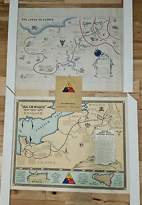 WWII Maps 1944 HELL ON WHEELS  XIX CORP IN ACTION 2nd Armored Div Corp. Soldier • $800