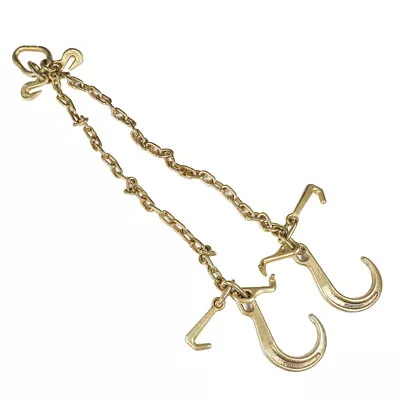 V-Chain Bridle W/ 8  Medium J Hooks T- Hook & J-Hook W/Grab Hooks 5/16''x3' G70 • $52.21