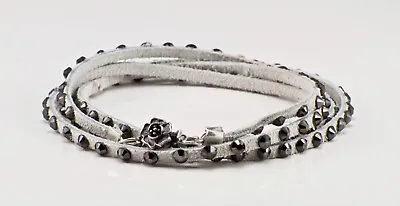 Swarovski Crystal 5 Wrap Bracelet In White With Gunmetal Crystals • $38