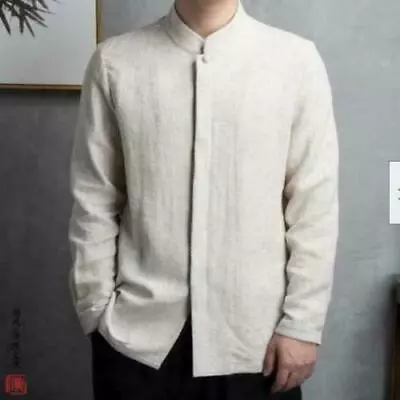 Chinese Ethnic Retro Men's Cotton Linen Jacket Shirt Comfort Casual Shirts Tops • $49.99