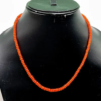 18 Inch Natural Ethiopian Orange Opal Necklace Cabochon Beads 925 Silver Clasp • $25.99