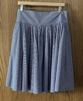 Ralph Lauren Blue & White Gingham Knee Length Skirt Cotton A-Line Size 10 EUC • $32