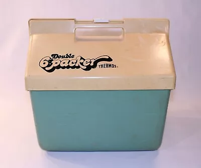 VTG Thermos Double 6 Packer Cooler Camping Ice Chest Beach Teal 7714 12 QT USA  • $63.99